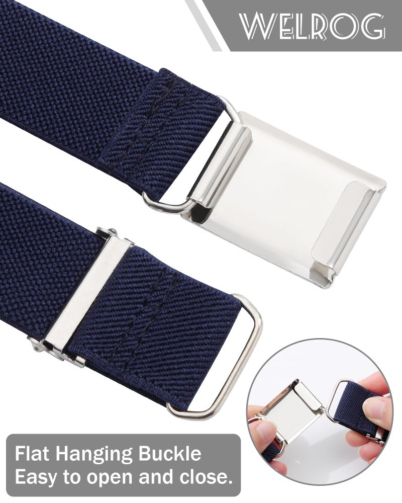 WELROG Toddler Kids Adjustable Buckle Belt - Elastic Child Silver Buckle Belts for Girls Boys Navy blue *2 - Image 4